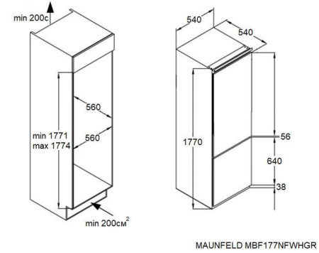 Холодильник MAUNFELD MBF177NFWHGR Inverter