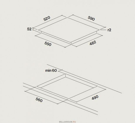 Варочная панель FALMEC PIANO 60 INDUZIONE 59x52 P01F5952.00#ZZZN400F