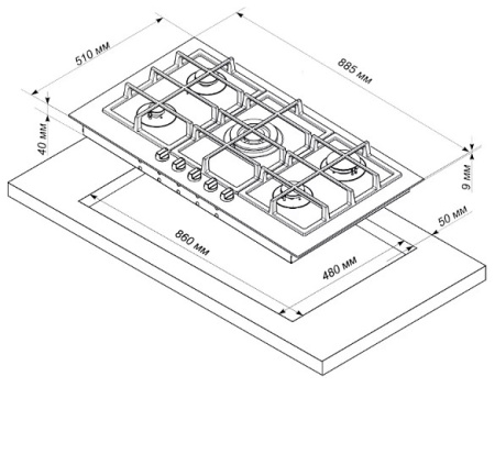 Варочная поверхность ELECTRONICSDELUXE GG51130245F TC-002