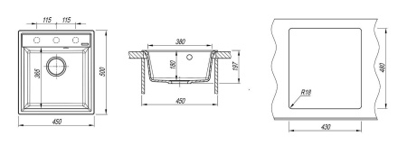 Кухонная мойка FLORENTINA Консул 450 серый шелк (23.020.B0450.307)