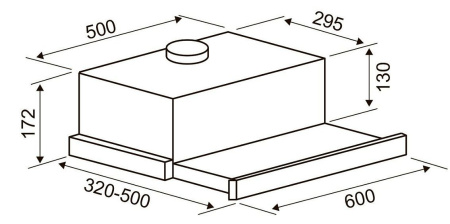 Вытяжка UKINOX стандарт HD1300 600x310 чёрное стекло