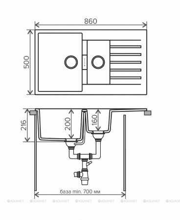 Кухонная мойка TOLERO TL-860-923 белый