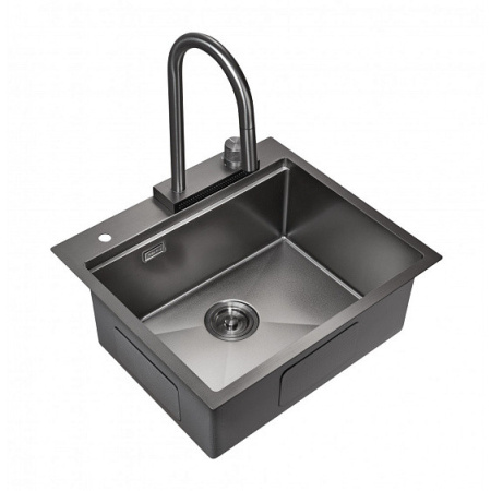 Кухонная мойка MILACIO Denia 57 Steel MC.77409 вороненая сталь