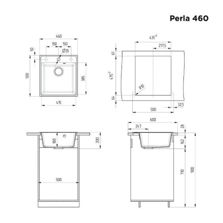 Кухонная мойка MAUNFELD Perla 460 MFQS-460LBG светло-бежевый