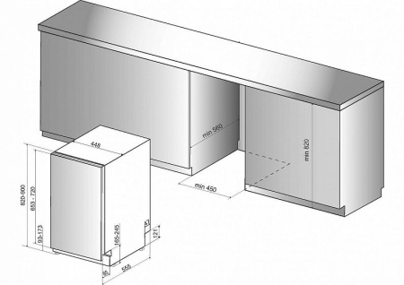 Встраиваемая посудомоечная машина WHIRLPOOL WSIO 3O23 PFE X