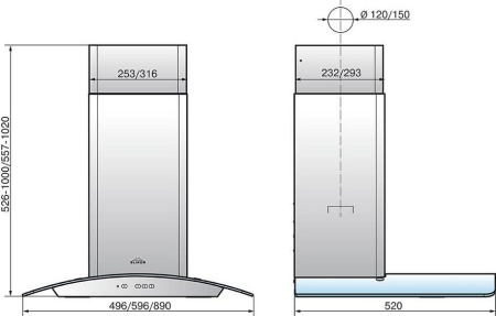 Каминная вытяжка ELIKOR Аметист 60Н-430-К3Д нерж/тонир