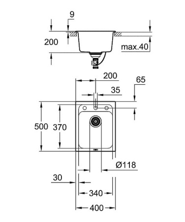 Кухонная мойка GROHE K700 черный гранит 31650AP0