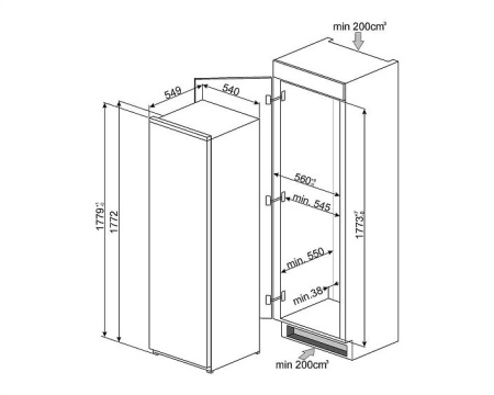 Холодильник SMEG  s7323lfld2p