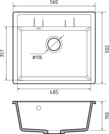 Кухонная мойка GRANFEST Quadro GF-Q561 графит