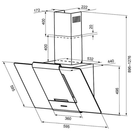 Вытяжка Kronasteel TALLI 600 inoxblack glass 3 P