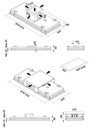 Вытяжка FALMEC AURA ISOLA 120 inox потолочная,без мотора,с ПУ CAEI20.E0P2#Z