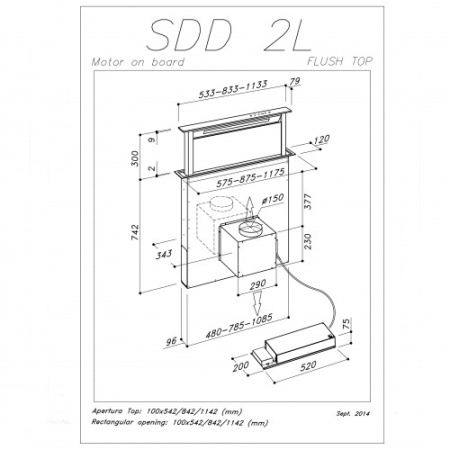 Встраиваемая вытяжка Sirius SDD2LTCEM90