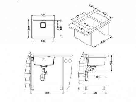 Кухонная мойка ALVEUS Quadrix 50 GRANITAL + STEEL-G04M