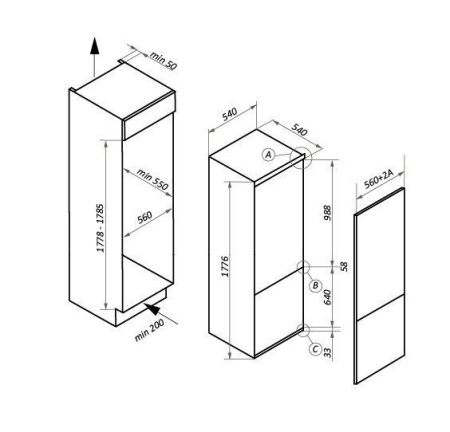 Встраиваемый холодильник MAUNFELD MBF177NFFW