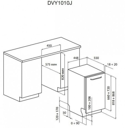 Посудомоечная машина DE DIETRICH dvy 1010 j