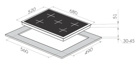 Газовая поверхность MAUNFELD mghg.75.13b_black glass (черное стекло)