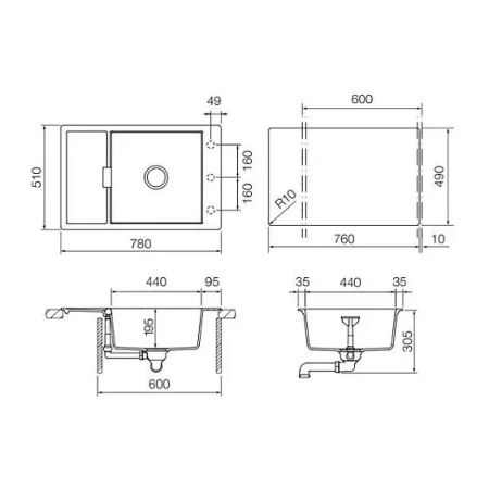 Кухонная мойка SCHOCK Eton 60 D Small Cristadur пуро
