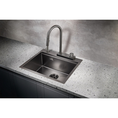 Кухонная мойка MILACIO Denia 57 Steel MC.77409 вороненая сталь