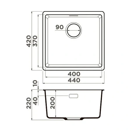 Кухонная мойка OMOIKIRI Kata 44-U-ES (4997502)