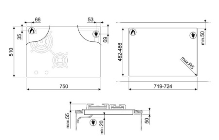 Варочная поверхность SMEG PM6743R