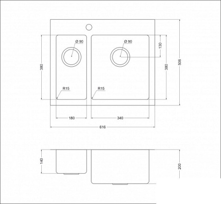 Кухонная мойка OULIN OL-FTR202R