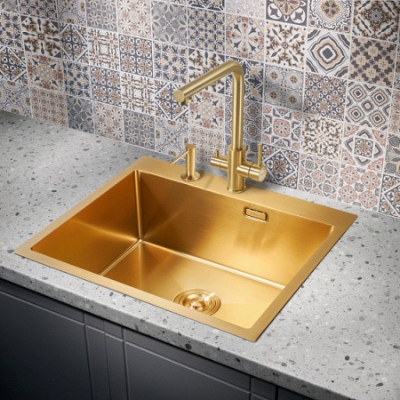 Кухонная мойка MILACIO Denia 59 Steel MC.77498 золото