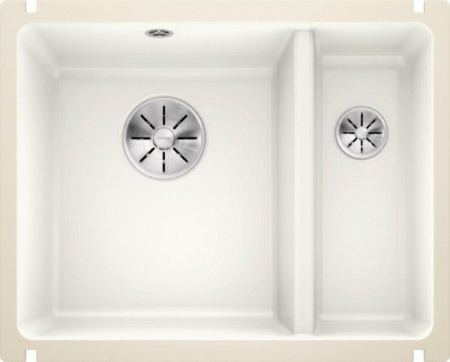 Кухонная мойка BLANCO SUBLINE 350/150-U керамика отводная арматура InFino® глянцевый белый керамика 523741