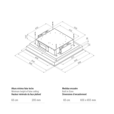 Вытяжка PANDO E-201/65 BLANCO V.1300 ECO MURAL