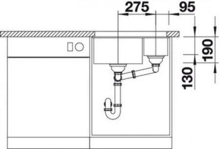 Кухонная мойка BLANCO SUBLINE 340/160-U SILGRANIT 523549 темная скала