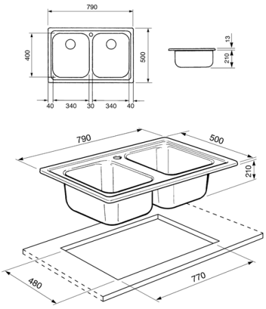 Кухонная мойка SMEG sp792n