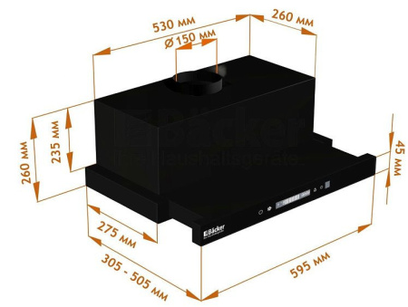 Вытяжка BACKER TH60CL-2F200-SHINY BLACK RC