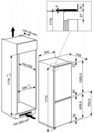 Встраиваемый холодильник Whirlpool ART459/NF/A+/1