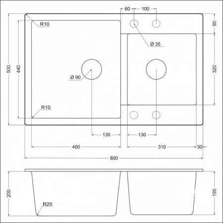 Кухонная мойка EMAR EMQ-2800.Q агат