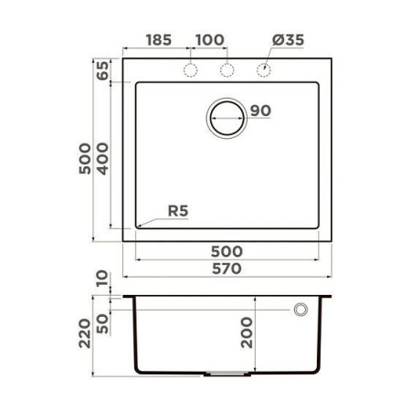 Кухонная мойка OMOIKIRI Bosen 57-PL  (4993221)
