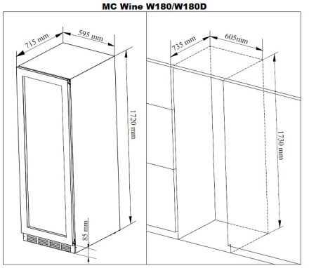 Винный шкаф MC WINE W180B — фото
