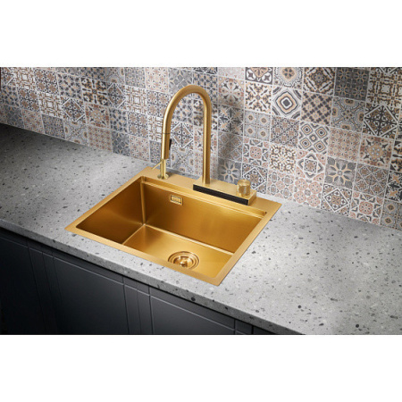 Кухонная мойка MILACIO Denia 57 Steel MC.77408 золото