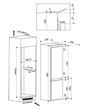 Встраиваемый холодильник WHIRLPOOL art 9811/a++/sf