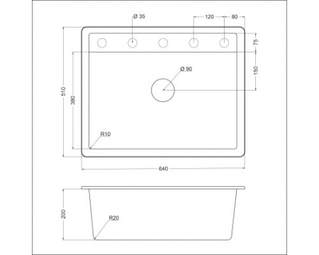 Кухонная мойка EMAR EMQ-1640.Q антрацит