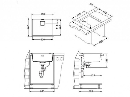 Кухонная мойка ALVEUS Quadrix 50 GRANITAL + STEEL-G04M