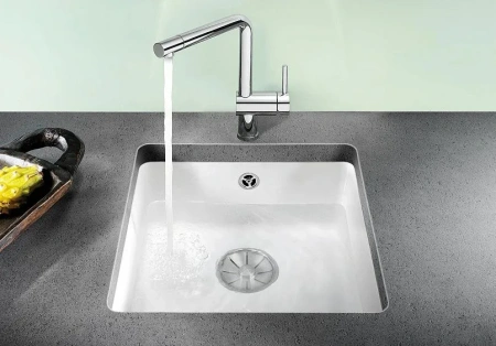 Мойка BLANCO Subline 375-U Ceramic PuraPlus глянцевый белый (523726)
