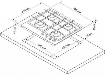 Варочная поверхность ELECTRONICSDELUXE GG4_750229F-011