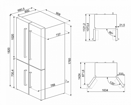 Холодильник SMEG FQ60B2PE1