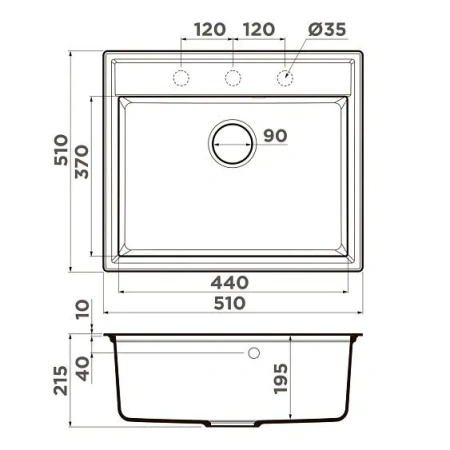 Кухонная мойка OMOIKIRI Daisen 51-BL (4997303)