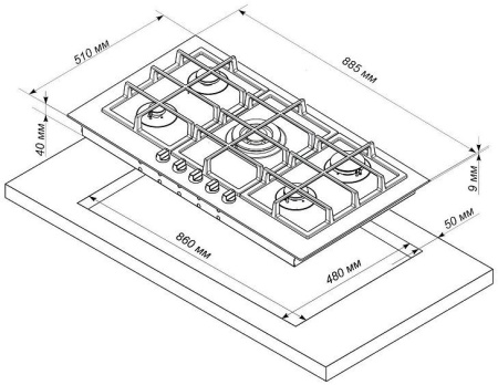 Варочная панель ELECTRONICSDELUXE GG51130245ftc005