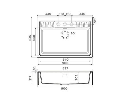 Кухонная мойка OMOIKIRI Kinokawa 90-WH (4993853)