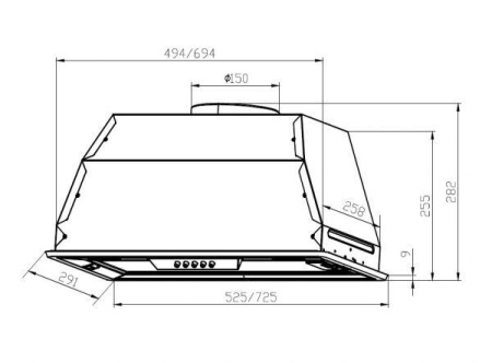 Встраиваемая вытяжка LEX GS Bloc P 600 Inox