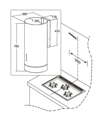 Вытяжка MEFERI TUBE35WH COMFORT