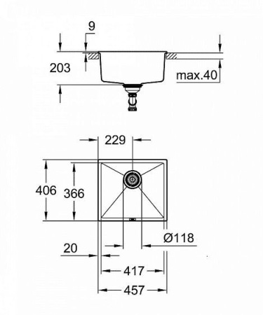 Кухонная мойка GROHE K700 серый гранит 31653AT0