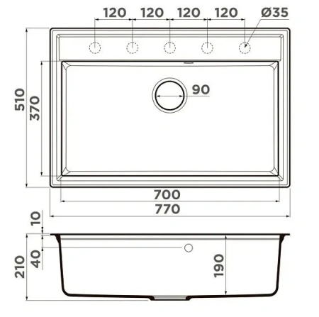 Кухонная мойка OMOIKIRI Daisen 77-WH (4997538)