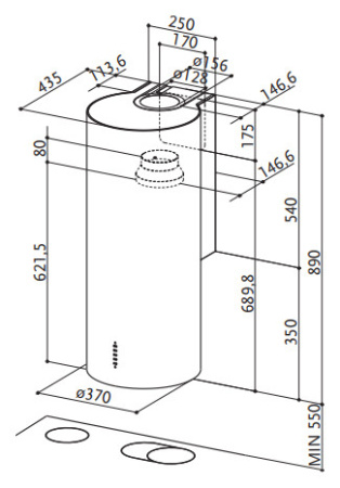 Вытяжка FABER 110.0332.307 FABER CYLINDRA/2 EV8 2EL XH890